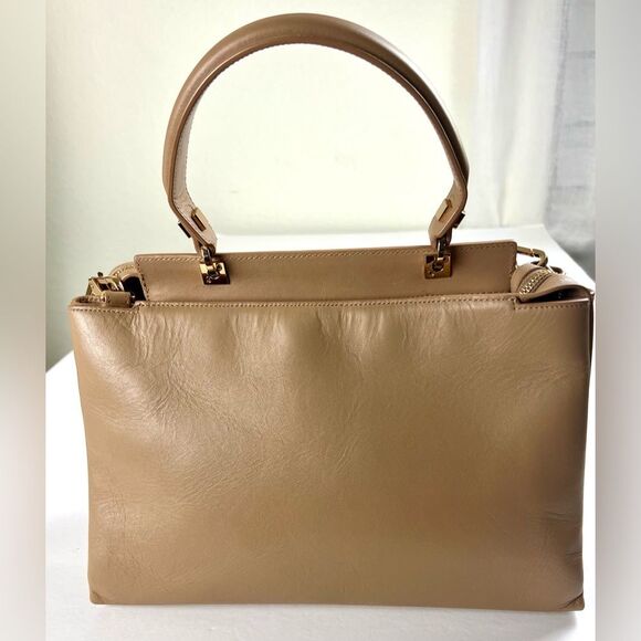 Luana Italy Double Zip Satchel/Crossbody Tan Leather Handbag - Picture 4 of 15